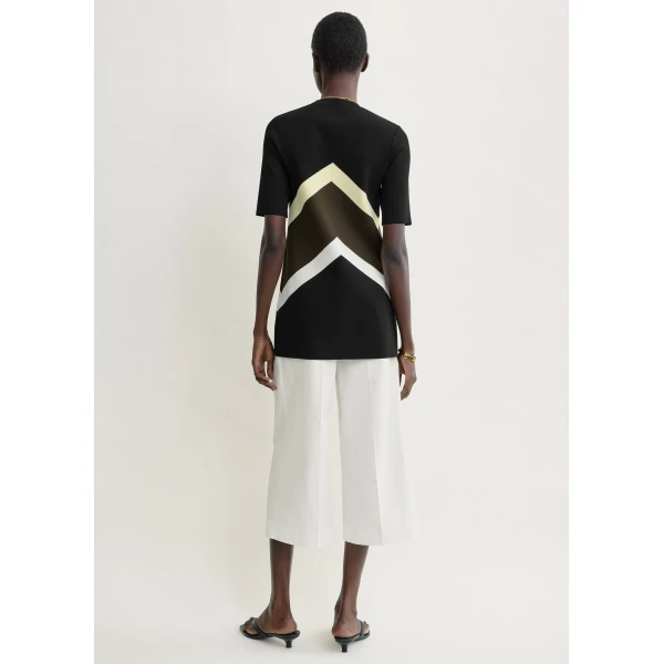 Totême Chevron stripe tee in Black / Green - Knitwear - Scandinavian Minimalist Luxury at Coveti