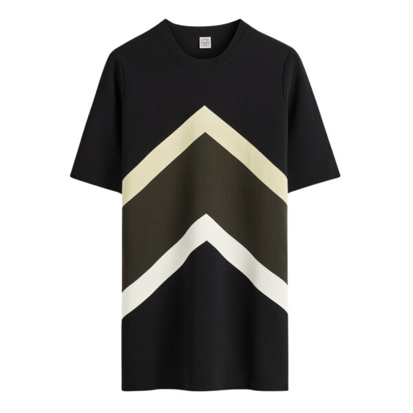 Totême Chevron stripe tee in Black / Green - Knitwear - Scandinavian Minimalist Luxury at Coveti