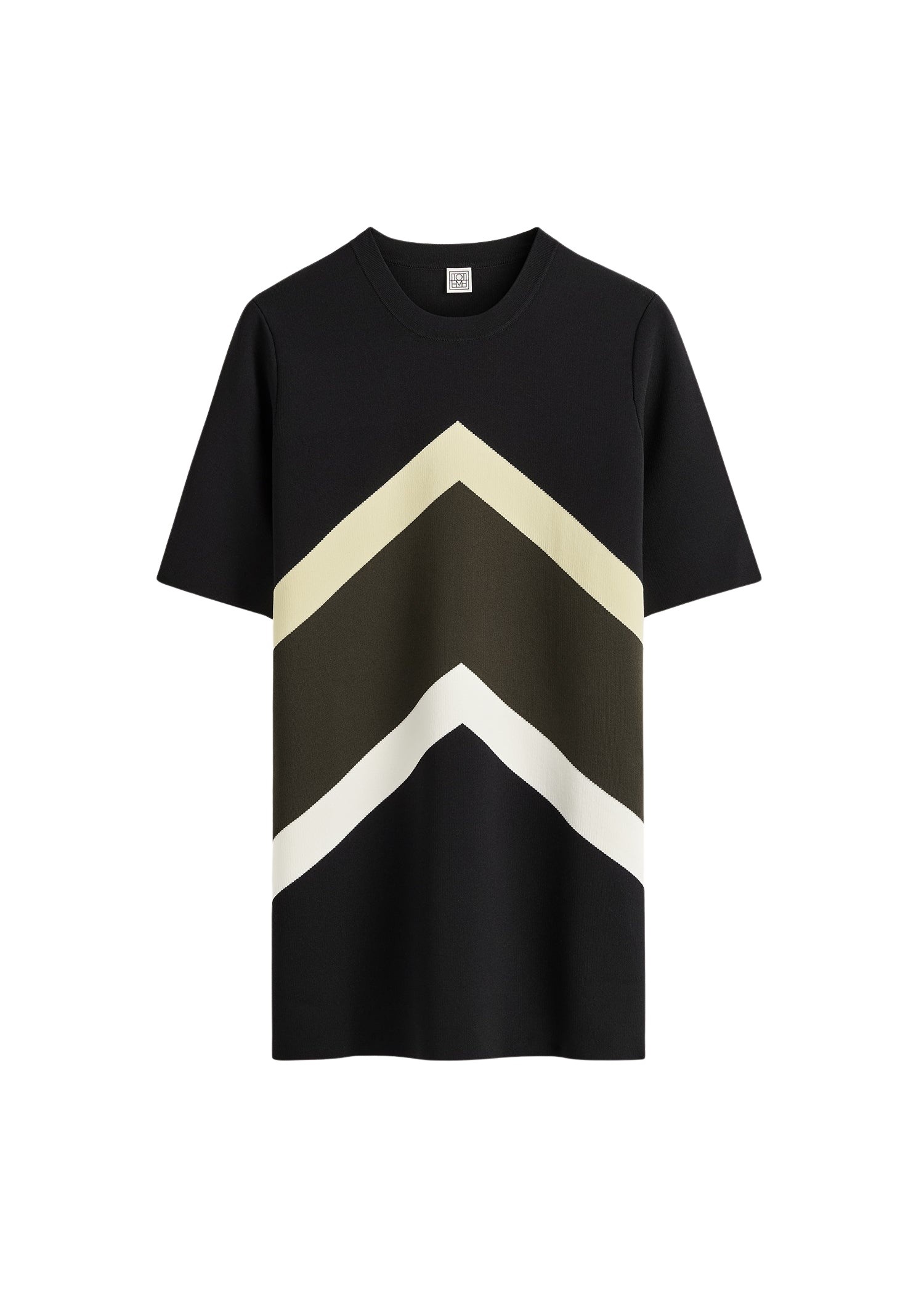 Totême Chevron stripe tee in Black / Green - Knitwear - Scandinavian Minimalist Luxury at Coveti