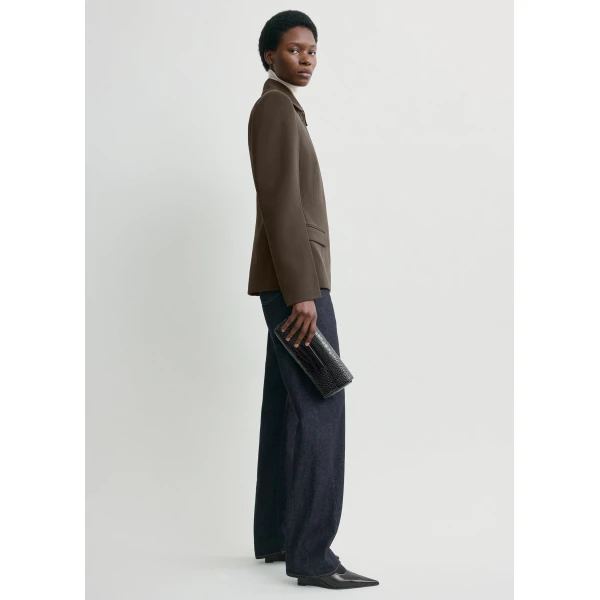 Totême Cinched pocket jacket in Bark - Jackets - Scandinavian Minimalist Luxury at Coveti