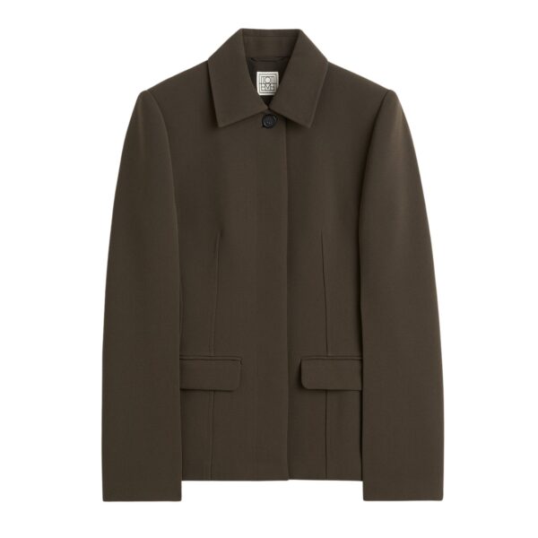 Totême Cinched pocket jacket in Bark - Jackets - Scandinavian Minimalist Luxury at Coveti