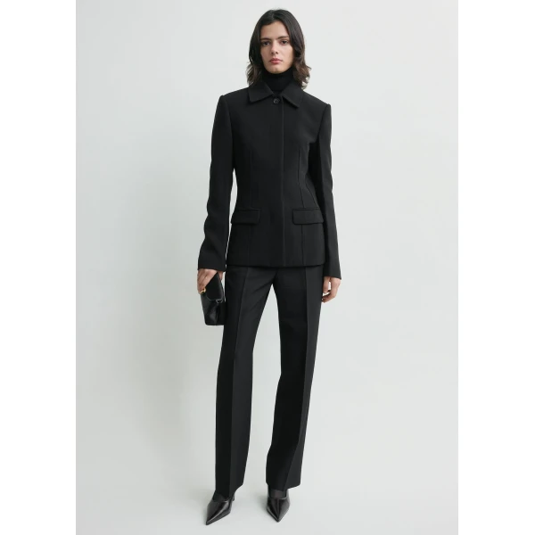 Totême Cinched pocket jacket in Black - Jackets - Scandinavian Minimalist Luxury at Coveti