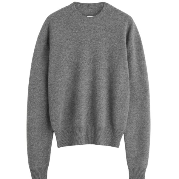 Totême Classic cashmere crew knit mid grey in Mid grey melange - Knitwear - Scandinavian Minimalist Luxury at Coveti