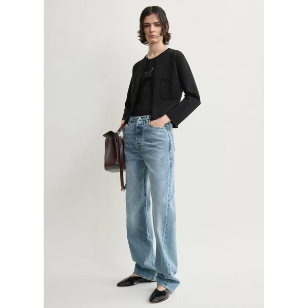 Totême Classic compact knit cardigan in Black - Knitwear - Scandinavian Minimalist Luxury at Coveti