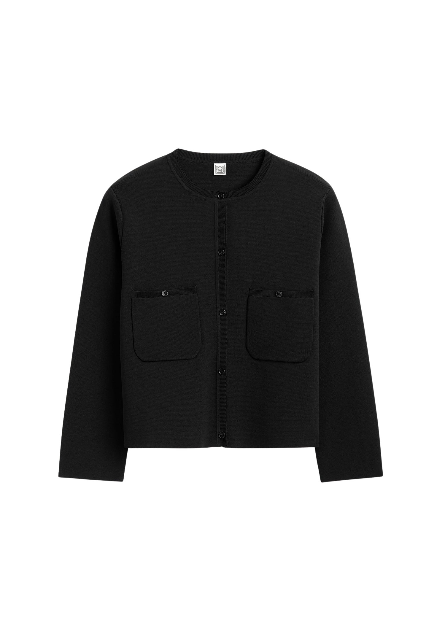 Totême Classic compact knit cardigan in Black - Knitwear - Scandinavian Minimalist Luxury at Coveti