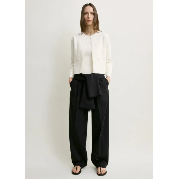 Totême Classic compact knit cardigan in White - Knitwear - Scandinavian Minimalist Luxury at Coveti