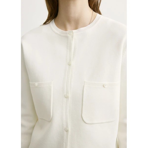 Totême Classic compact knit cardigan in White - Knitwear - Scandinavian Minimalist Luxury at Coveti