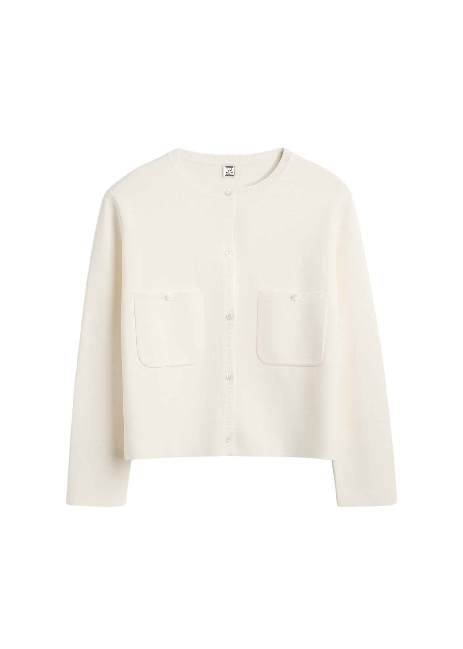 Totême Classic compact knit cardigan in White - Knitwear - Scandinavian Minimalist Luxury at Coveti