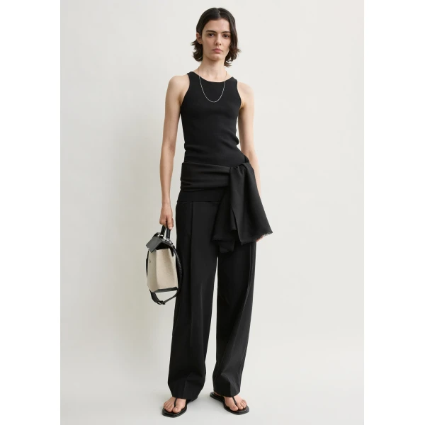 Totême Classic compact knit tank in Black - Knitwear - Scandinavian Minimalist Luxury at Coveti