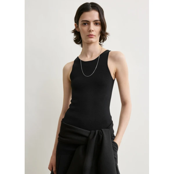 Totême Classic compact knit tank in Black - Knitwear - Scandinavian Minimalist Luxury at Coveti