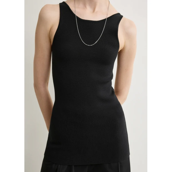 Totême Classic compact knit tank in Black - Knitwear - Scandinavian Minimalist Luxury at Coveti