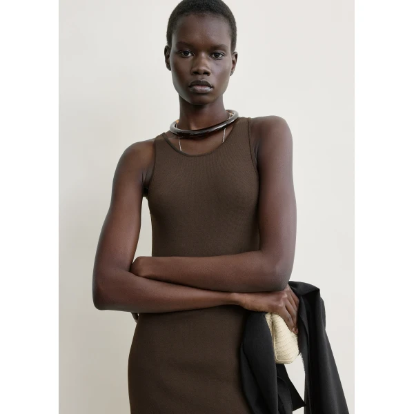 Totême Classic compact knit tank in Walnut - Knitwear - Scandinavian Minimalist Luxury at Coveti