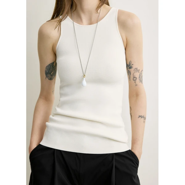 Totême Classic compact knit tank in White - Knitwear - Scandinavian Minimalist Luxury at Coveti