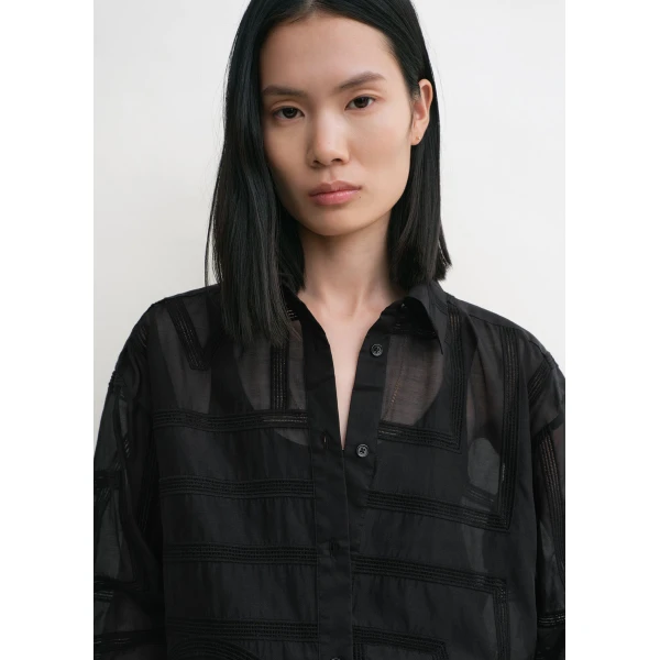 Totême Classic crochet shirt in Black - Tops - Scandinavian Minimalist Luxury at Coveti