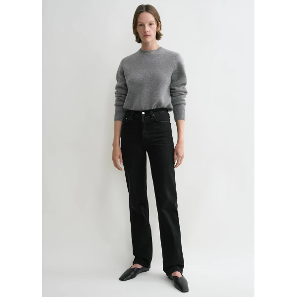 Totême Classic cut denim full length in Faded black - Pants - Scandinavian Minimalist Luxury at Coveti