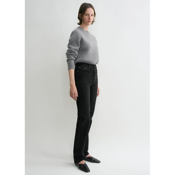 Totême Classic cut denim full length in Faded black - Pants - Scandinavian Minimalist Luxury at Coveti