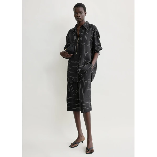Totême Classic embroidered shirt in Black - Tops - Scandinavian Minimalist Luxury at Coveti