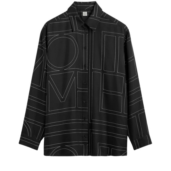 Totême Classic embroidered shirt in Black - Tops - Scandinavian Minimalist Luxury at Coveti