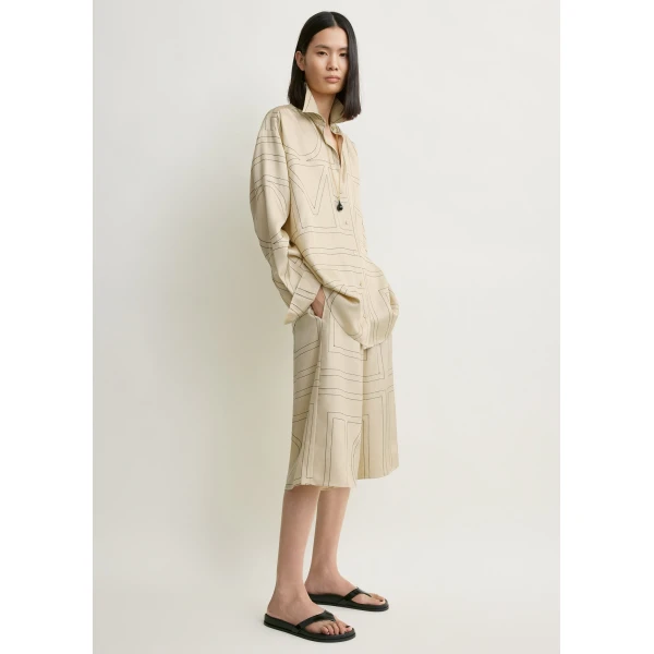 Totême Classic embroidered shirt in Ivory - Tops - Scandinavian Minimalist Luxury at Coveti