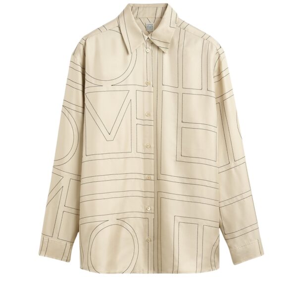 Totême Classic embroidered shirt in Ivory - Tops - Scandinavian Minimalist Luxury at Coveti