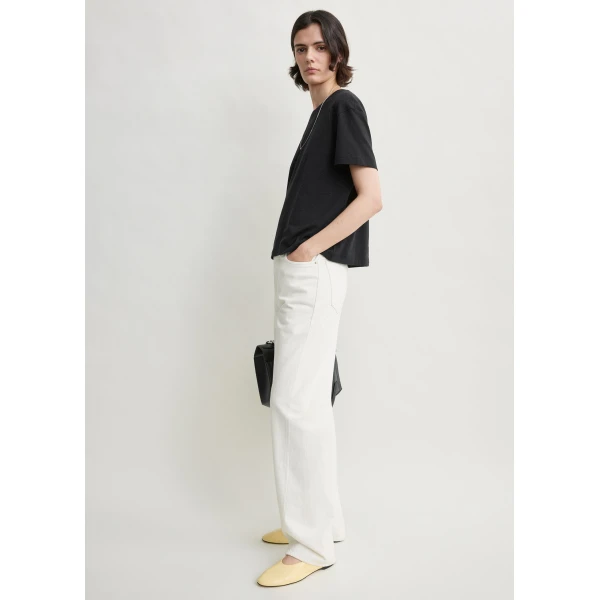 Totême Classic embroidered tee in Black - Tops - Scandinavian Minimalist Luxury at Coveti