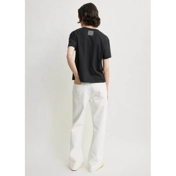 Totême Classic embroidered tee in Black - Tops - Scandinavian Minimalist Luxury at Coveti
