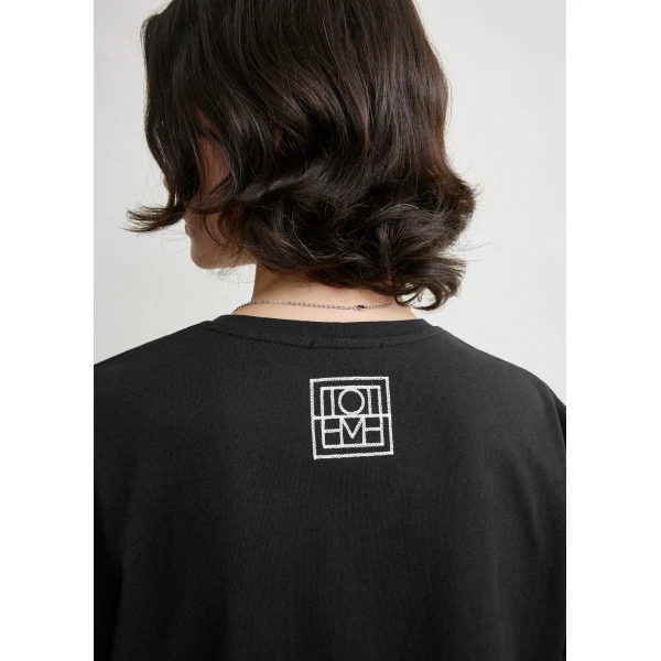 Totême Classic embroidered tee in Black - Tops - Scandinavian Minimalist Luxury at Coveti