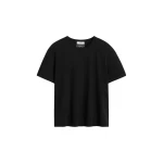 Totême Classic embroidered tee in Black - Tops - Scandinavian Minimalist Luxury at Coveti