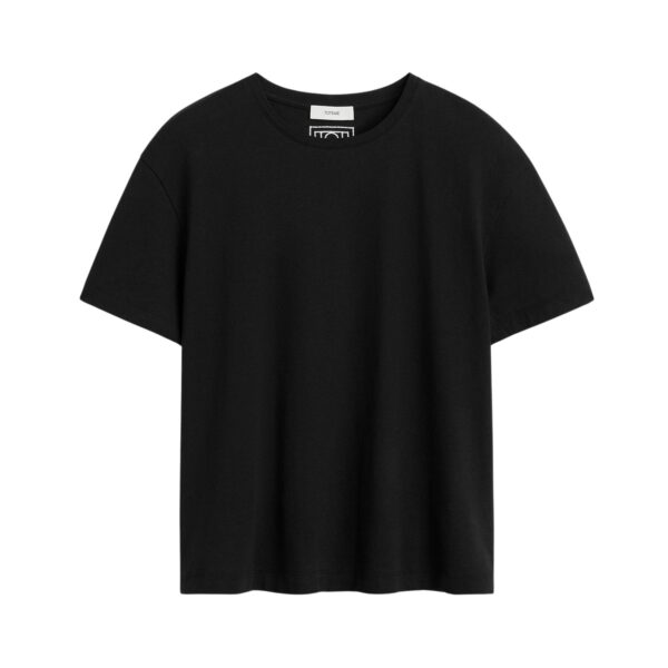 Totême Classic embroidered tee in Black - Tops - Scandinavian Minimalist Luxury at Coveti