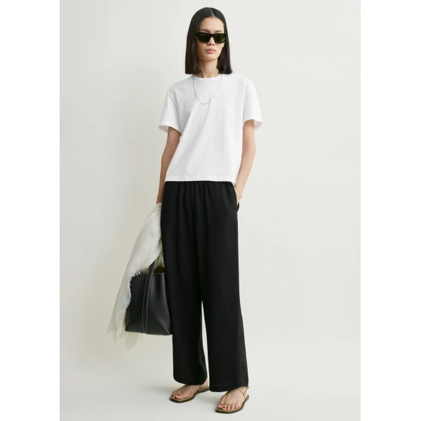 Totême Classic embroidered tee in Optic white - Tops - Scandinavian Minimalist Luxury at Coveti