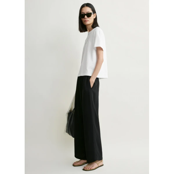 Totême Classic embroidered tee in Optic white - Tops - Scandinavian Minimalist Luxury at Coveti