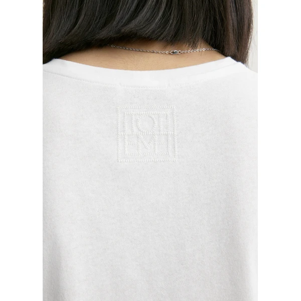 Totême Classic embroidered tee in Optic white - Tops - Scandinavian Minimalist Luxury at Coveti