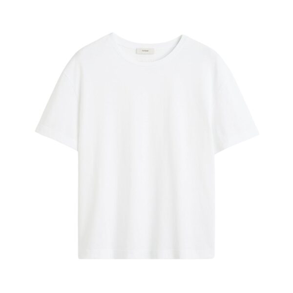 Totême Classic embroidered tee in Optic white - Tops - Scandinavian Minimalist Luxury at Coveti