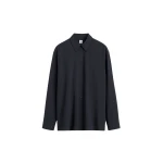 Totême Classic fluid shirt in Navy - Tops - Scandinavian Minimalist Luxury at Coveti
