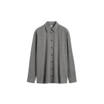 Totême Classic fluid shirt mid grey in Mid grey melange - Tops - Scandinavian Minimalist Luxury at Coveti