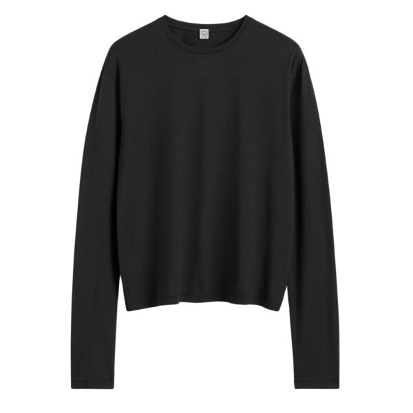 Totême Classic long-sleeve tee in Black - Tops - Scandinavian Minimalist Luxury at Coveti