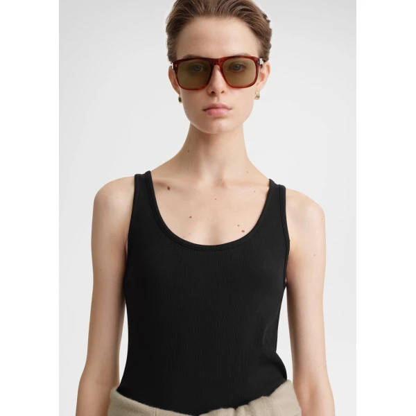 Totême Classic rib tank in Black - Tops - Scandinavian Minimalist Luxury at Coveti
