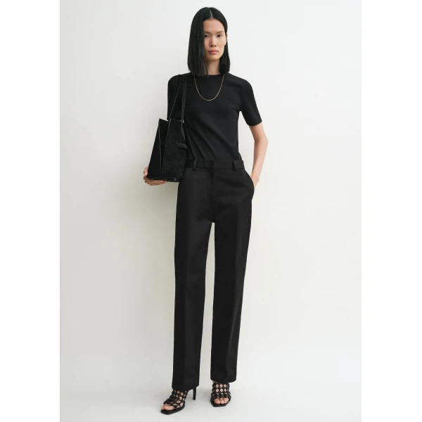 Totême Classic rib tee in Black - Tops - Scandinavian Minimalist Luxury at Coveti