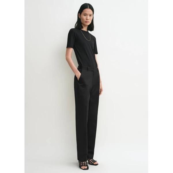 Totême Classic rib tee in Black - Tops - Scandinavian Minimalist Luxury at Coveti