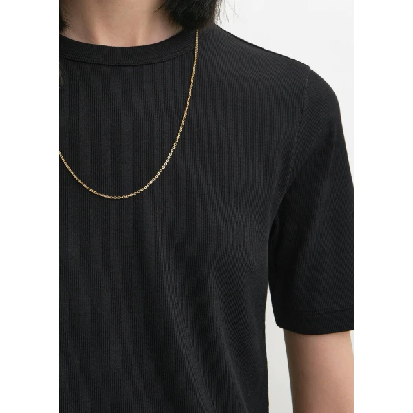 Totême Classic rib tee in Black - Tops - Scandinavian Minimalist Luxury at Coveti