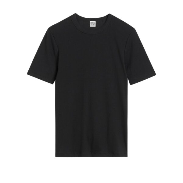 Totême Classic rib tee in Black - Tops - Scandinavian Minimalist Luxury at Coveti