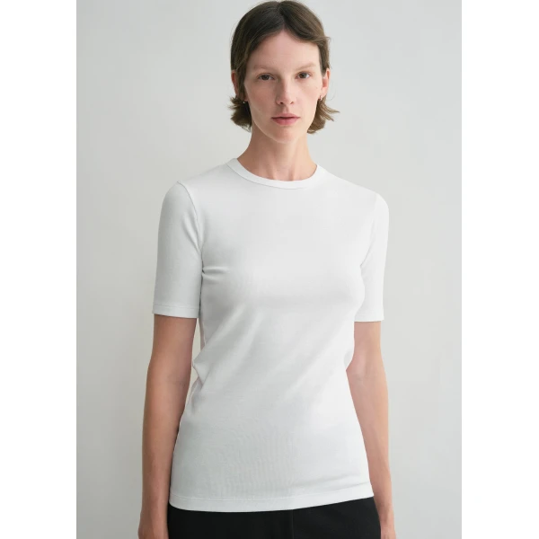 Totême Classic rib tee in White - Tops - Scandinavian Minimalist Luxury at Coveti