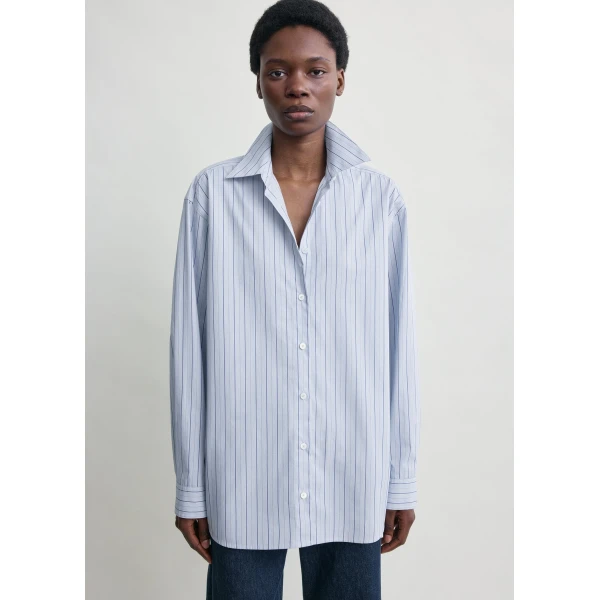 Totême Classic stripe shirt in Ice / Azure - Tops - Scandinavian Minimalist Luxury at Coveti