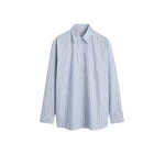 Totême Classic stripe shirt in Ice / Azure - Tops - Scandinavian Minimalist Luxury at Coveti