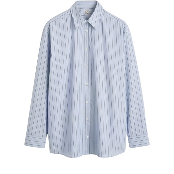 Totême Classic stripe shirt in Ice / Azure - Tops - Scandinavian Minimalist Luxury at Coveti
