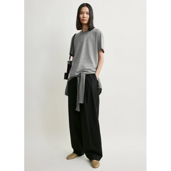 Totême Classic tee in Mid grey melange - Tops - Scandinavian Minimalist Luxury at Coveti