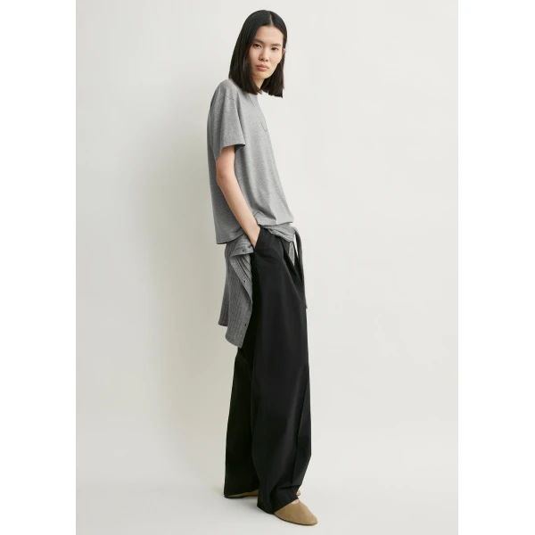 Totême Classic tee in Mid grey melange - Tops - Scandinavian Minimalist Luxury at Coveti