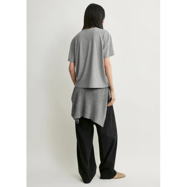 Totême Classic tee in Mid grey melange - Tops - Scandinavian Minimalist Luxury at Coveti