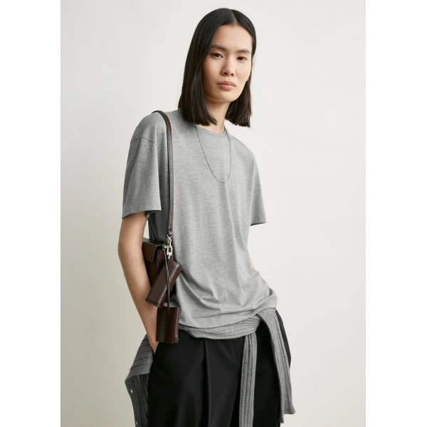 Totême Classic tee in Mid grey melange - Tops - Scandinavian Minimalist Luxury at Coveti