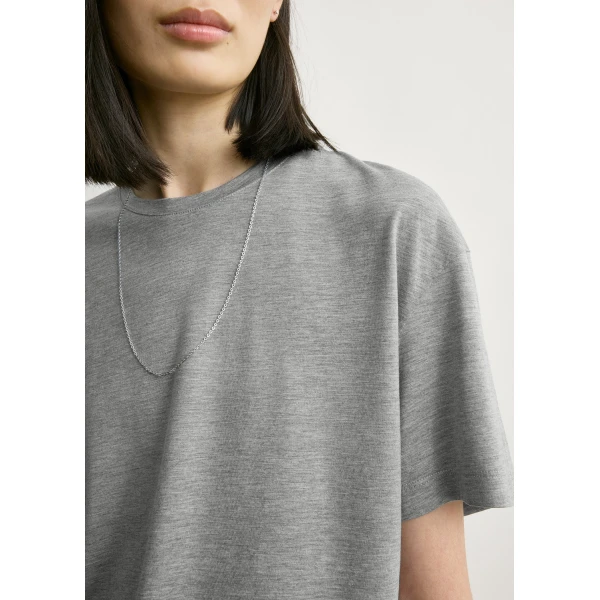 Totême Classic tee in Mid grey melange - Tops - Scandinavian Minimalist Luxury at Coveti